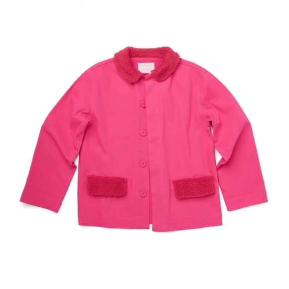 Bando Pink & Red Sherpa Collar Work Jacket NWT - Picture 1 of 11